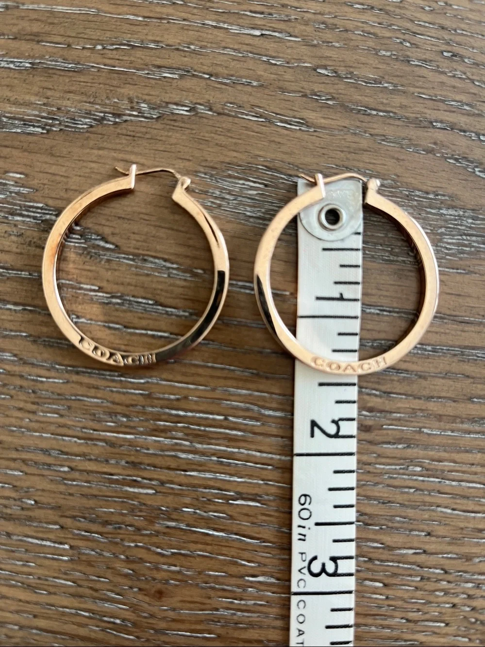 Coach Rose Gold-Tone‎ Signature Logo Hoop Earrings - Picture 2 of 4